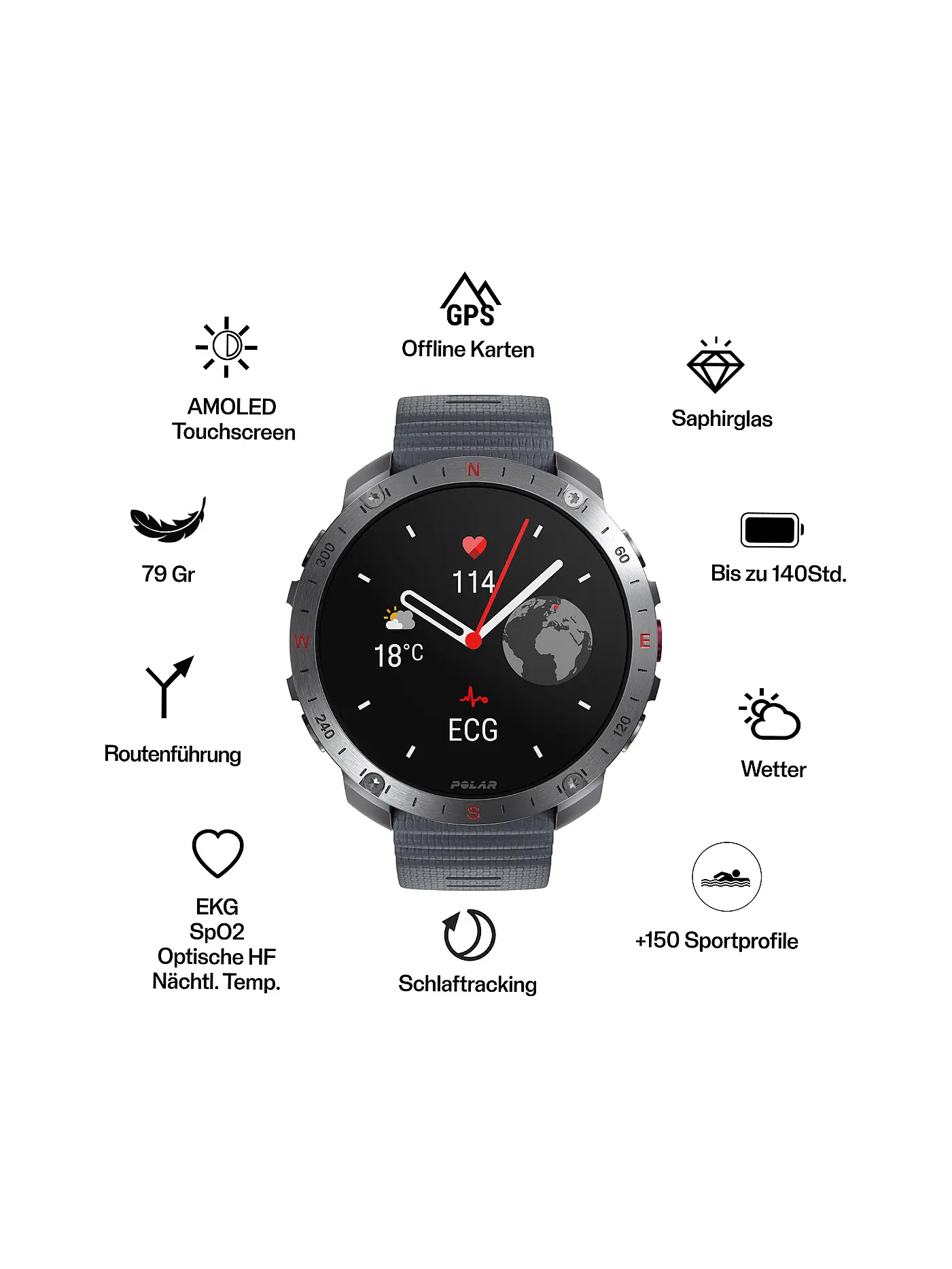 POLAR | Outdoor-Multisportuhr Grit X2 Pro | grau